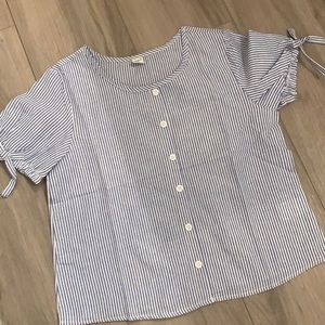 Striped Button Up Short Sleeve Shirt
